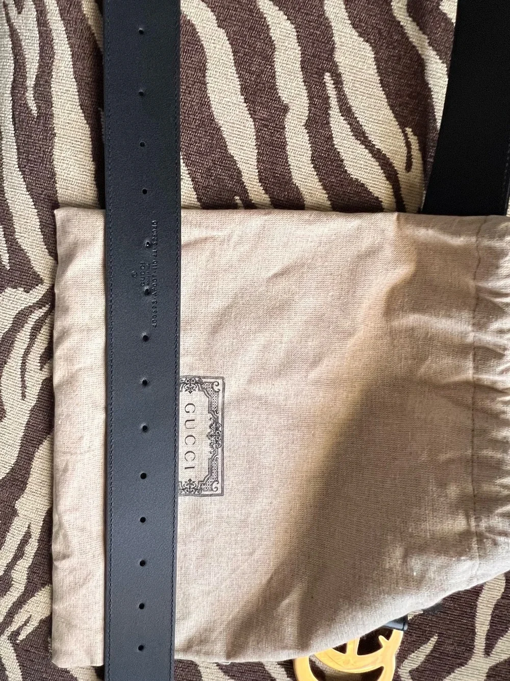 Gucci Black Leather Belt with Gold Double G Buckle